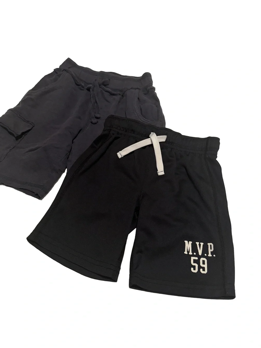 2 pair of kids shorts - Carter's black mvp 59 and Mish Boys 100% cotton gray